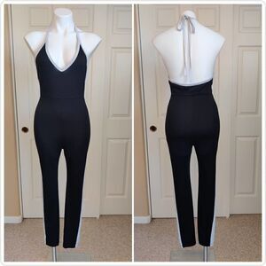 Shein deep V halter bodycon jumpsuit sz S